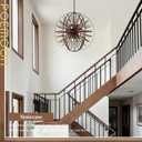 31" 16-Light Farmhouse Wood Sputnik Chandelier Black Hanging Light, 31in