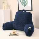 Reading Pillow for Sitting in Bed with Arm Rests,100% 7D Fiber Filling Husband Pillow for Back Support,Oeko-TEX Certified Backrest Pillow for Couch & Floor(17",Blue Corduroy)