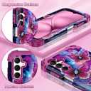 LONTECT for Galaxy A16 Case Glow in The Dark Three Layer Heavy Duty Shockproof Hard PC+Soft Silicone Rugged Full Body Protective Case for Women Girls,Purple Red