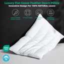 Three Geese Luxury Natural Flat Thin Goose Feather Down Pillows Standard Size, 2.5" Height, 100% Organic Cotton Cover, Medium Firm Hotel Collection Ultra Slim Thin Bed Pillows, Machine Washable