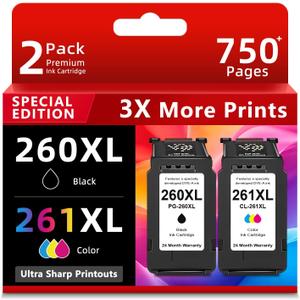 Ankink Compatible Ink Cartridges Replacement for Canon 260XL 261XL PG 260 CL 261 PG260 CL261 XL Fit for Cannon TR7020 TR7020a TR7022 TS6420 TS6400 TS5300 TS5320 TS6420a Printers (Black Color 2-Pack)