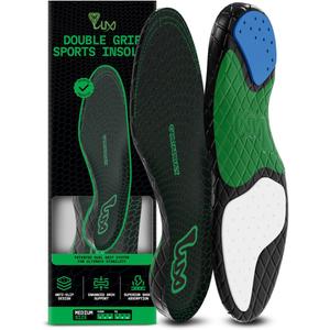 LUX Dual Grip Sports Insoles with GripArray - Easily Trimmed to Fit Any Foot Shape - Shock Absorbing Athletic Performance Sport Insoles - Shoe Inserts for Women & Men's Soccer, Running, Basketball (High S (Men 6.5-8 / WM 8-9.5))