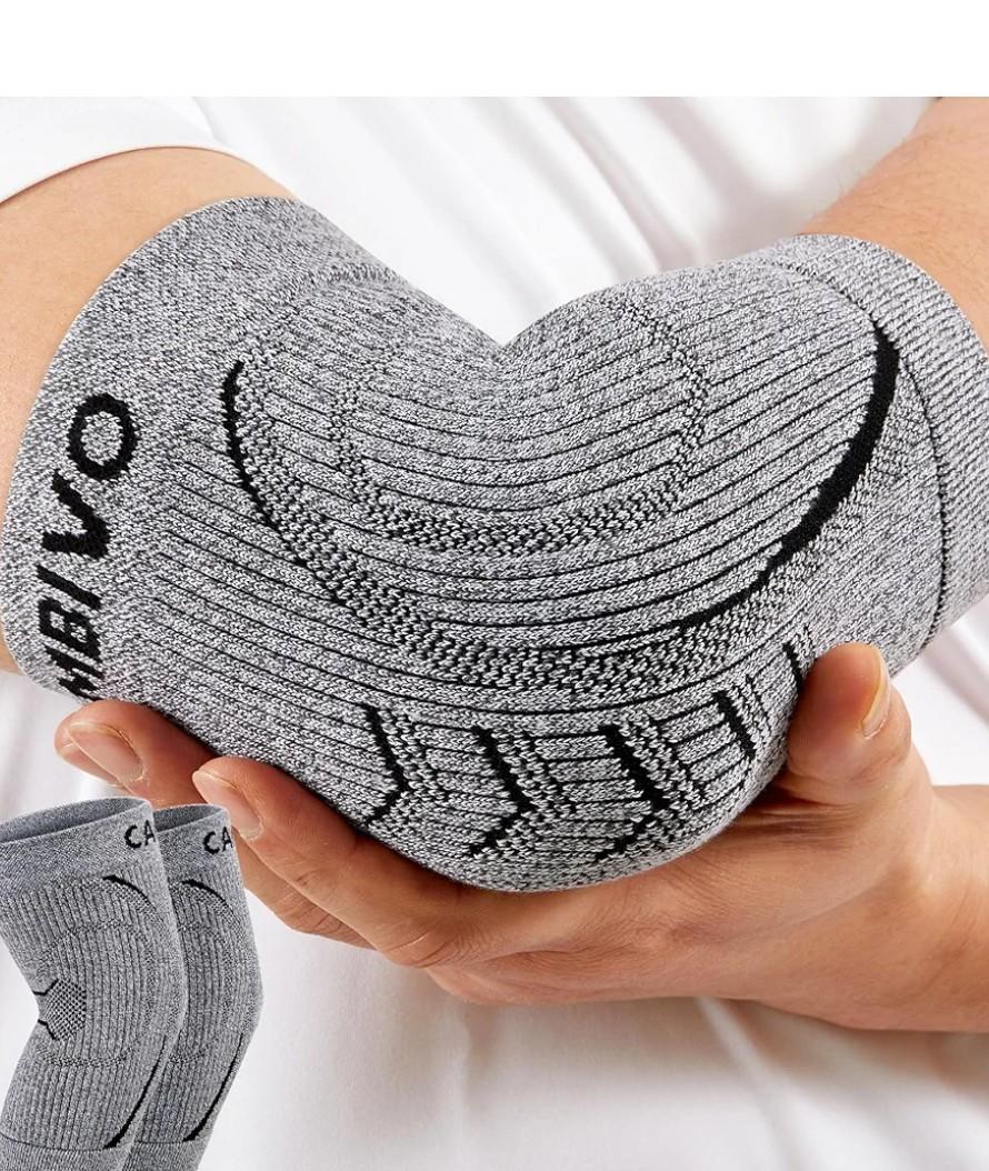 Pack of 2, CAMBIVO 2 Pack Elbow Brace for Women and Men, Elbow Compression Sleeve for Tendonitis, Golf Elbow, Tennis Elbow, Arthritis, Bursitis, Weightlifting, and Basketball