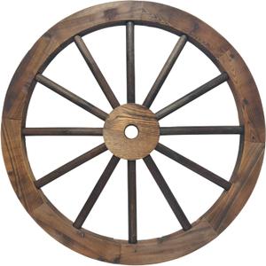 Rustic Western 24" Wood Wagon Wheel Decor, Fully Painted 1.2" Thick Farmhouse Country Barn Wall Art, 12-Spoke Sturdy Wood with Protective Coating for Indoor & Outdoor Display, Great Holidays Gift | Western Wall Art