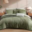 Monbix King Size Comforter Set - 7 Pieces Olive Prewashed Bed in a Bag King Bedding Sets with Comforters, All Seasons Ultra Soft Comforter Bed Set with Sheets,Pillowcases & Shams