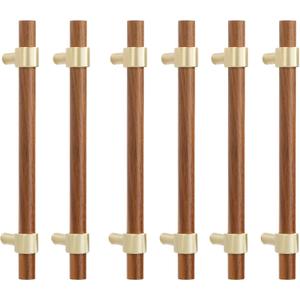 6 Pack Zinc Alloy Black Walnut Kitchen Pulls Cabinets Furniture Pull for Dresser Wardrobe Cupboard Drawer Knobs Pulls Handles 5.04 Inch (128 mm) Hole Center