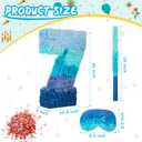 Sratte Number 1 2 3 4 5 6 7 8 9 Piata with Stick Blindfold Confetti, Gradient Blue Piata for Kids Boys Girls Birthday Party Anniversary Decorations Supplies(Number 7)
