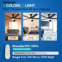 Ceiling Fan with Light 52-Inch, Remote Control Reversible DC Motors, 3CCT Dimmable Timer Noiseless, Black Ceiling Fan for Bedroom Living Room, Indoor&Outdoor ETL Listed