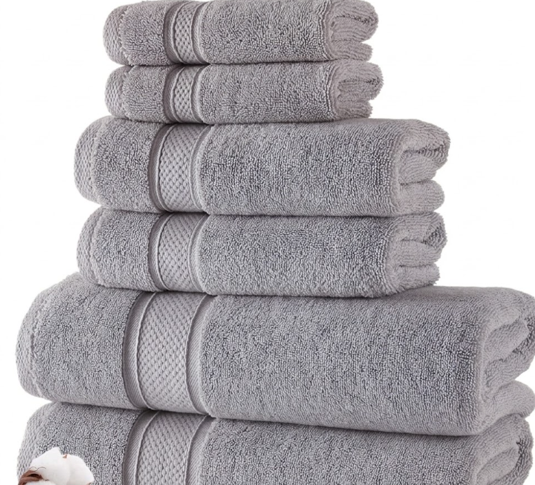 NOVA Luxury Linen - Hotel Quality Turkish Towel Set for Bathroom (6 Pcs Towel Set, Mirage Grey)