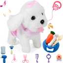 Remote Control Robot Dog, Electronic Plush Puppy Dog Toy, Interactive Toys, Walks, Barks, Shake Tail, Stuffed Animal Gift for Girl and Boy Age 3-6 Year Old (White)