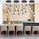 5-Light Kitchen Island Dimmable Pendant Lights with Clear Glass Shade, Black Finish for Dinning Room, Living Room, Kitchen Island