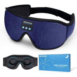Sleep Headphones, 3D Bluetooth Sleep Mask, Washable Sleeping Headphones with Ultra Thin Stereo Speakers Microphone Hands Free for Insomnia Travel Blue Color (1 Count (Pack of 1))