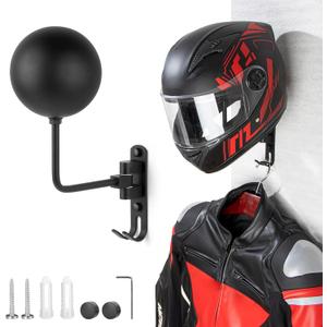PUERSI Helmet Holder Wall Mount - 180 Rotation Helmet Hanger for Motorcycle Bike Racing Outerwear Sports Gear Display