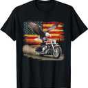 American Flag Motorcycle Tshirt USA Flag Biker Retro T-Shirt, XL