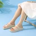 Goosecret Women's Platform Sandals with Arch Support, Chunky Lightweight Foam Slip on Slides, Comfortable Summer Beach Sandals with Adjustable Buckle