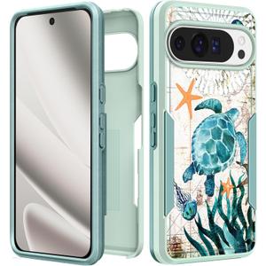 for Google Pixel 10 Pro XL Case - Women Cute Girls Cover Kawaii Girly Aesthetic Unique Design Turtles Heavy Duty Protective Shockproof Military Grade for Google Pixel 10 Pro XL Phone Case, Cute Turtles
