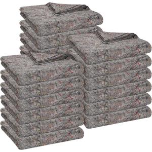 12 Pieces Moving Blankets Bulk 39 x 71 Inch Soft High Tensile Strength Cotton Fiber Packing Shipping Pads for One Time Moving High Tensile Strength Storage Blankets