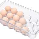 18 Eggs Holder for Refrigerator, Clear Egg Container for Fridge, Kitchen