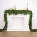 1 Pcs Artificial Norfolk Pine Garlands Christmas, 15 FT Dense Real Touch Winter Pine Garland Ornament, Green Artificial Greenery Garland for Table, Mantle, Wall, Indoor, Outdoor Christmas Decorations