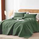 OARAGE Queen Quilt Bedding Set Soft Lightweight Olive Green Bedspread with Leaf Pattern, Ultrasonic Microfiber Bed Coverlet Full Size for All Season (1 Quilt, 2 Shams)