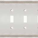 Metal Outlet Covers Wall Plates, Satin Nickel Beadboard Switch Plate Cover, Receptacle Light Switch Covers, Decorative Electrical Outlet Cover (4 Gang Toggle 1 Pack)