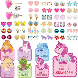 30 Pack Valentines Day Gifts for Kids Classroom with Valentine Earrings 30Pair, Cute Kids Valentines Cards & Earrings for Girls, Party Favor Exchange Gifts for Class School Classroom