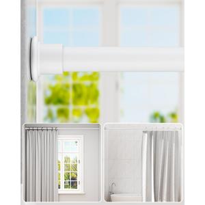 ALLZONE Shower Curtain Rod Tension No Drill, 42-83 Inches,Heavy Duty Tension Curtain Rod, Rustproof Shower Rods for Bathroom, Adjustable Spring Tension Rods for Windows,White