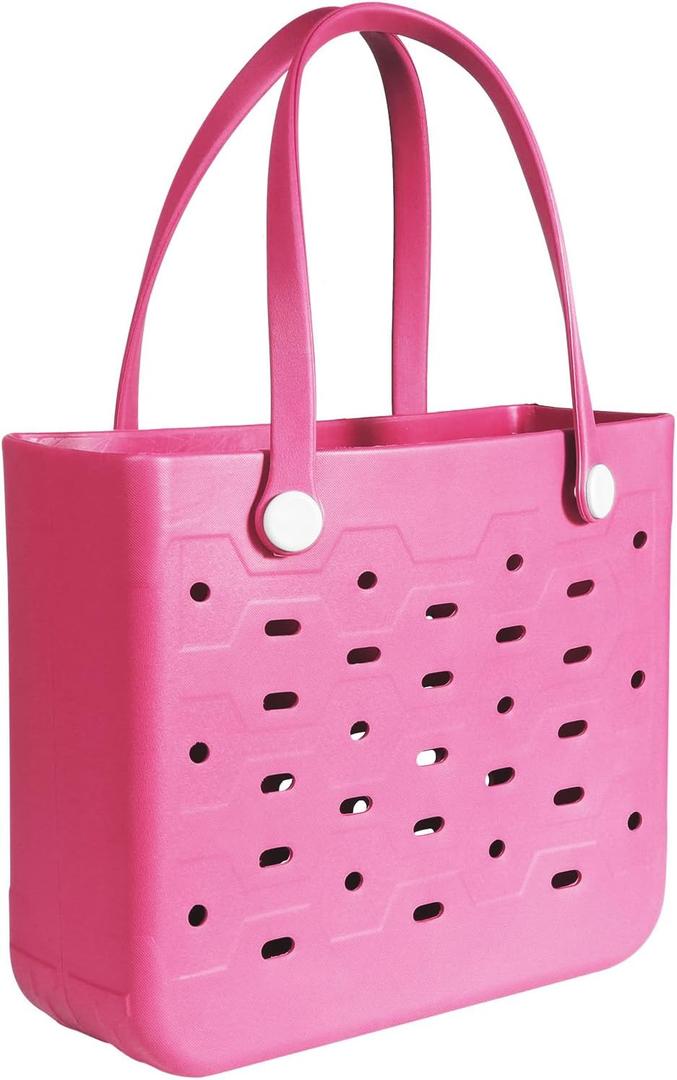 PoVwlty Rubber Beach Bag for Men & Women, Water-resistant Travel Tote Bag for the Beach Boat Pool