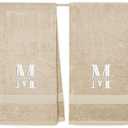 Split Initial Personalized Towels, 100% Terry Cotton Hand Towels with Embroidered Name and Initial, Set of 2 for Bridesmaide, Anniversary, Wedding Day, Spa - Beige