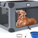 42 Inch Soft Dog Crates, Collapsible Dog Travel Crate for Extra Large Dogs Indoor & Outdoor, 3-Door Foldable Pet Kennel with Mesh Windows, Soft Blanket and Foldable Bowl