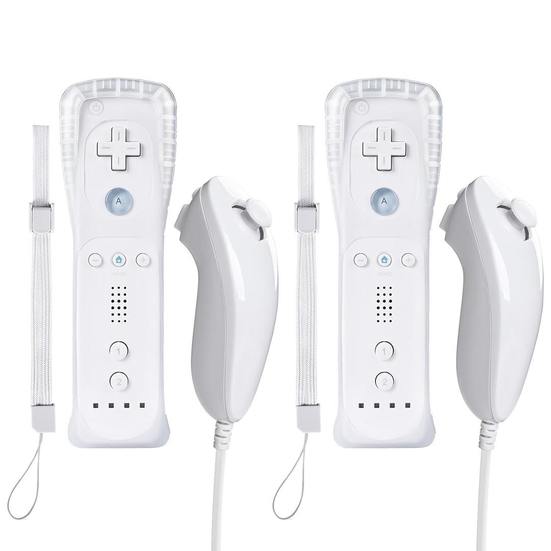 Zamia 2 Packs Upgrade Controller with Silicone Case and Wristband,Remote Controller Compatible for Wii/Wii U Games