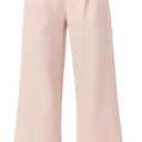 Haloumoning Girls Uniform Pants Kids High Waisted Wide Leg Dress Pants Casual Trousers with Pockets 5-14 Years (9-10 Years, Pink)