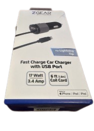 ZGEAR Fast Charge Car Charger with USB Port 17 Watts 3.4 Amp 6ft