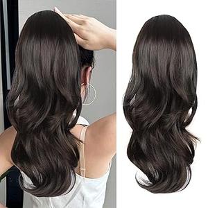 Ponytail Extension, Drawstring Ponytail Extension for Women Long Black Brown Wavy Pony Tails Hair Extensions Synthetic Wavy Clip in Ponytail Hairpiece for Women, Size: 20 Inch