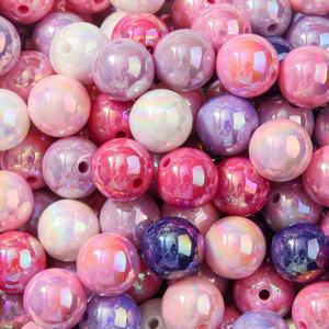 16mm Acrylic Beads 100pcs Ab Pink&Purple Bead Chunk Bubblegum Beads for Pens for Necklace Jewelry Bracelets DIY Crafts Making (White&Purple&Pink)