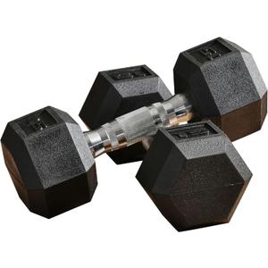 Soozier Hex Dumbbell Set of 2, Rubber Weights Exercise Fitness Dumbbell with Non-Slip Handles, Anti-roll, for Women or Men Home Gym Workout 2 x 15lbs