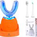 Ultrasonic U-Shaped Toothbrush for Adults, Electric Toothbrush for Teeth Whitening, Automatic 360-degree with Waterproof IPX7, 4 Modes for Cleaning(Orange)