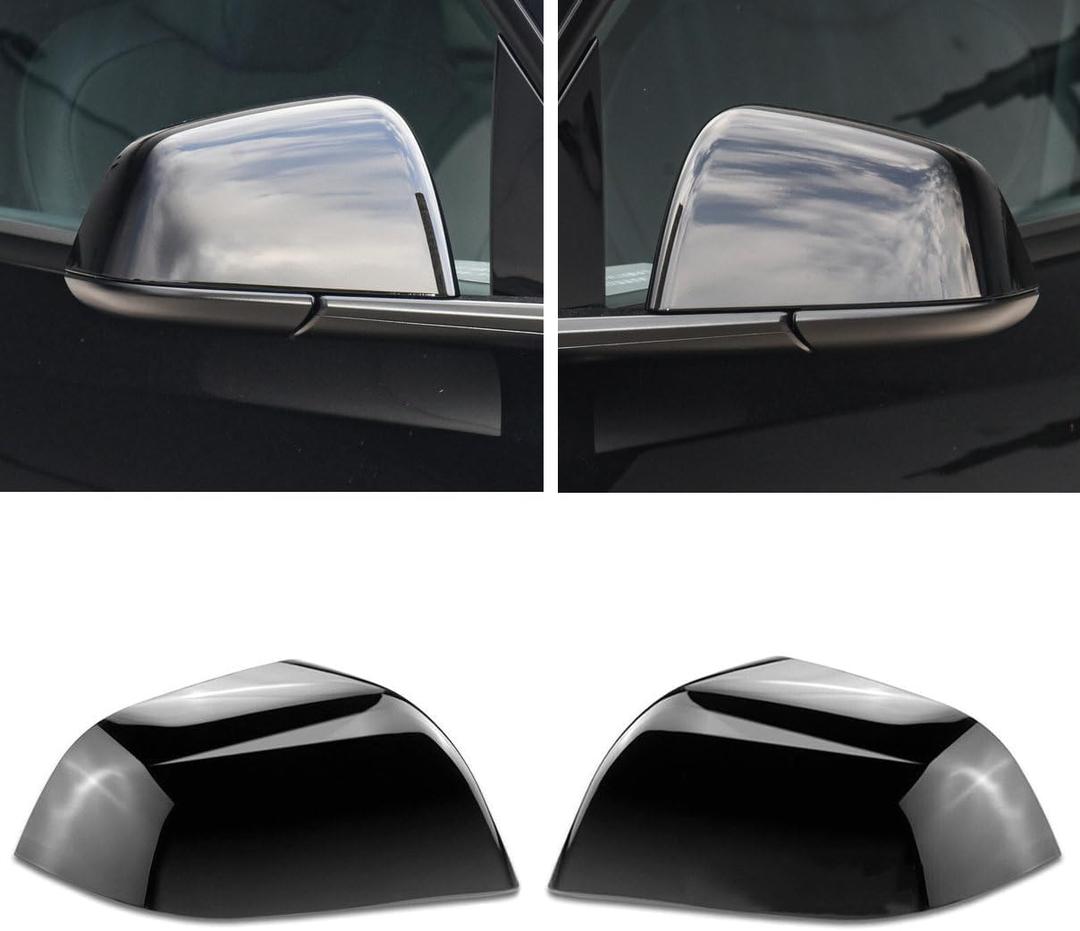 Left & Right Side Rearview Mirror Cover Cap For Tesla Model 3 Model Y 2017 2018 2019 2020 2021 2022 2023 (Black for Model Y)