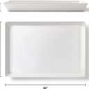 8 Pack, 16" x 11" Large White Serving Trays Set - Reusable Plastic Serving Platters for Cookie, Appetizer, Charcuterie, Snack, Dessert, Party Food Display - Stackable Kitchen CounterTop Tray, BPA Free