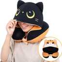 Certified to ASTM & CPSIA Standards–Kids Travel Neck Pillow with Hood,Memory Foam Airplane Pillow,Double-Sided, Cute Design, Cooling Ice Silk & Soft Plush, Adjustable, Portable & Washable for Flights