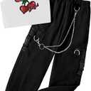 Hilinker Girl's Summer 2 Piece Outfits Sleeveless Crop Tank Top and Cargo Pants Set 11-12Y