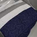 Finlonte Navy Oversized King Bedspread 120"x120" - 3 Pieces 100% Cotton Striped Bedspread Coverlet Set, Lightweight Quilted Bed Spread, Modern Oversized Queen Quilt with 2 Pillowshams, Navy/Gray/White