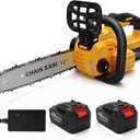 Chainsaw Cordless, 12 Inch Electric Chain Saw, Handheld Brushless Chainsaws with Tool-free Chain Tension & Auto Lubrication, 4000mah*2 Battery (12 Inch Chainsaw)
