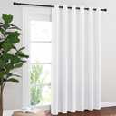 NICETOWN Sliding Door Curtain Window Treatment for Living Room, Energy Smart Thermal Insulated Extra Wide Solid Blackout Curtains/Drapes for Patio Door (Pure White, W80 x L84)