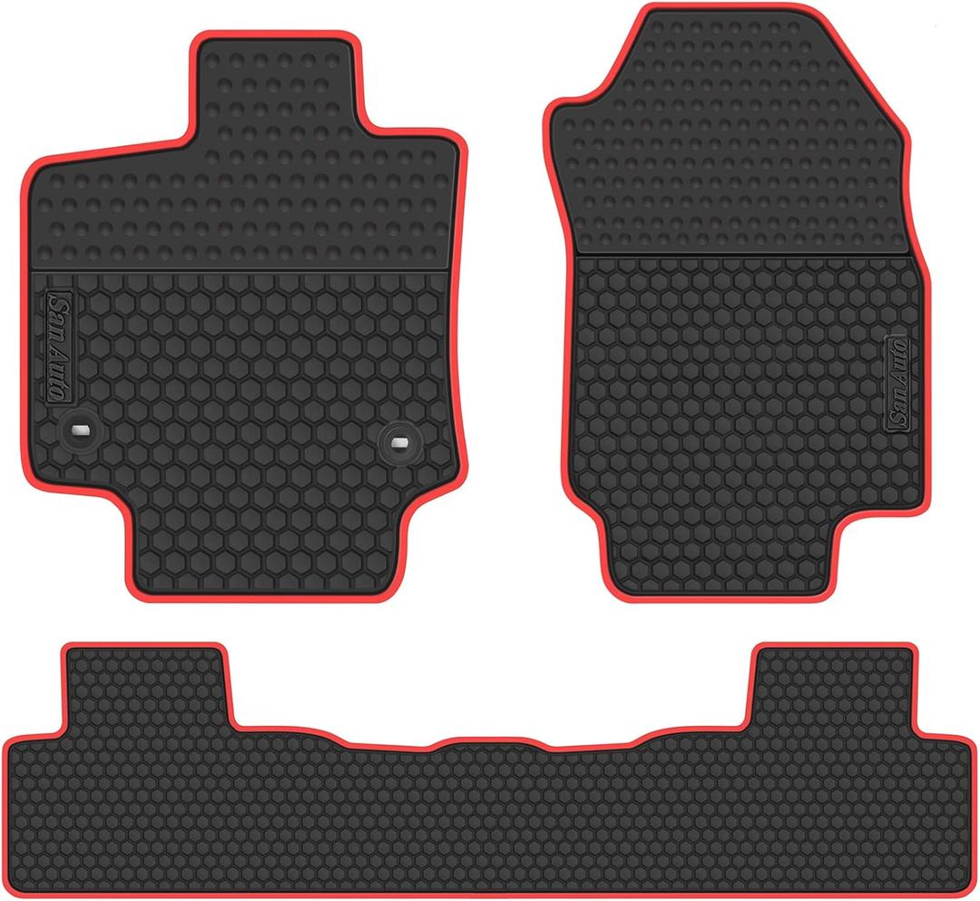 Car Floor Mats Custom Fit for Toyota RAV4 (NO Hybrid) 2019 2020 2021 2022 2023 2024 2025 Black Red Rubber Auto Liners Set All Weather Protection Heavy Duty Odorless