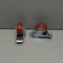 3 Inch Industrial Heavy Duty Swivel Caster Wheels with Brake,Set of 4 Safety Locking Casters,Load 1600lbs,Premium Polyurethane Wheels for Table,Trailer,Saw Table,Stage Toolbox,Bed,Corn Board (Red)