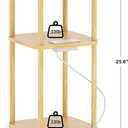 Bamboo End Table with Charging Station, Side Table for Small Space, Small Table Stand, Narrow Wooden Bedside Table Nightstand with Shelves, for Nursery, Living Room, Bedroom, Natural