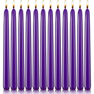 NIKY 10 inch Taper Candles Set of 12 Unscented Dripless Candlesticks 8 Hours Long Burning for Home Decoration Wedding Parties and Special Occasion Purple