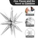 4 x Silver Star Balloons Foil Mylar Balloons Easter Starburst Balloon Arch Glitter Spike Metallic Balloon Decorations Birthday Graduation Bachelorette Party Wedding Anniversary Baby Shower, 27 inches, 22 inches