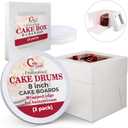Cakebon Cake Boxes with Boards - 8 Inch Round Cake Drum White (3-pack) - Box With Window for Birthdays, Weddings and Parties